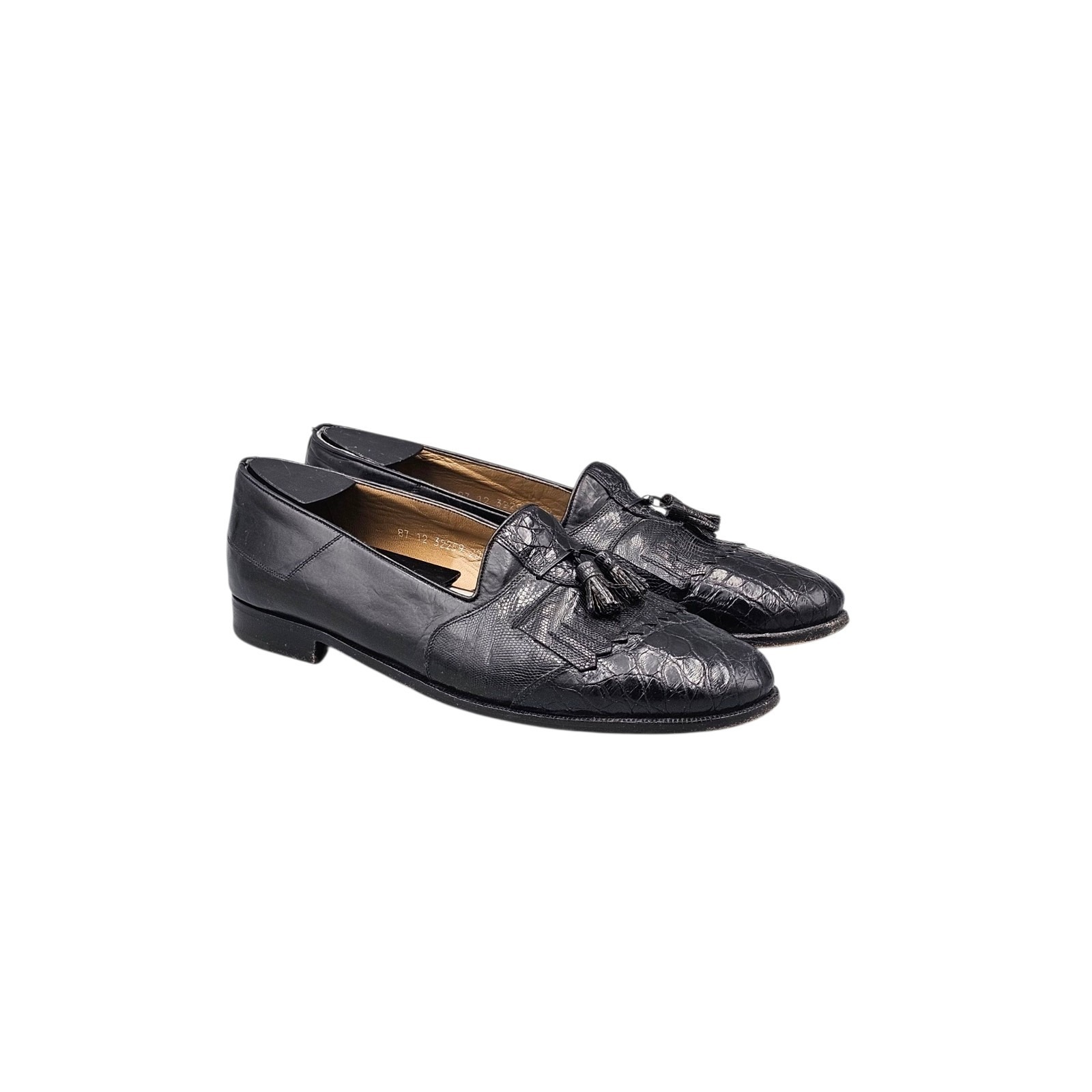 R Martegani Mens Size 10 D Vgc Vtg Brown Alligator Leather Kiltie Tassel Loafers